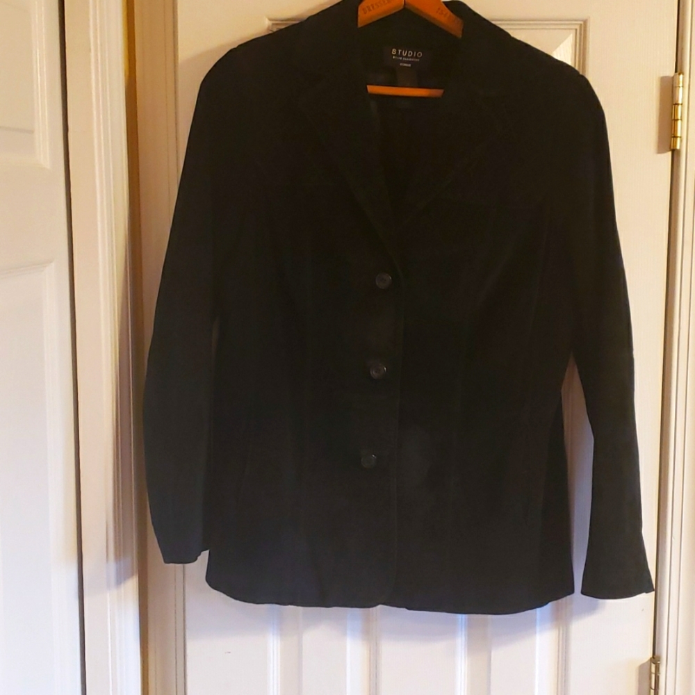 Liz Clairborne Studio Womans Suede Black Jacket 1x Like new